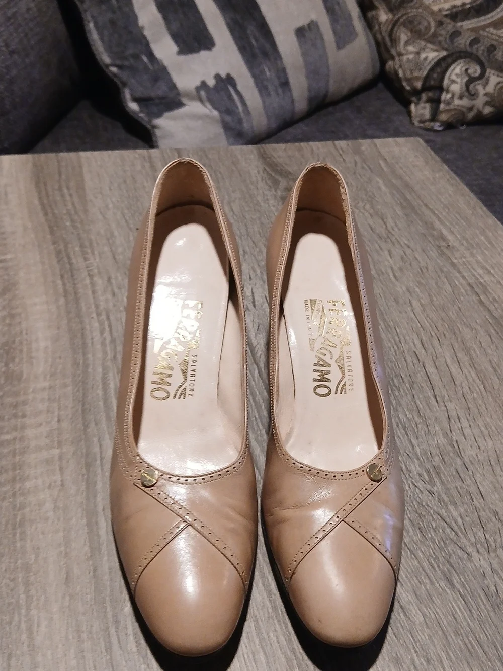 Salvatore Ferragamo Beige Leather Pumps
